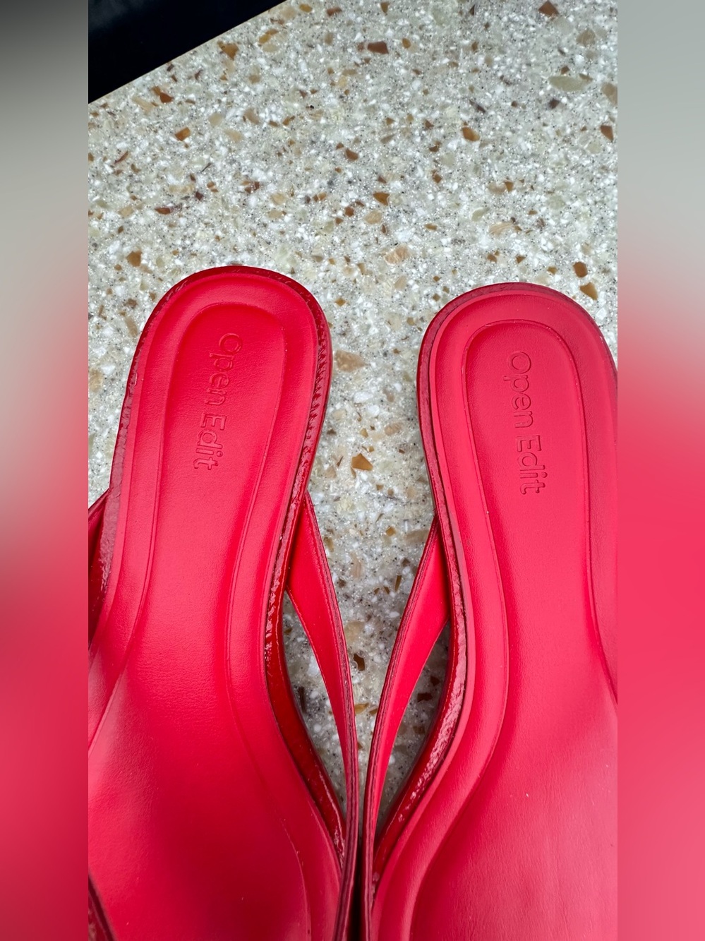 Open Edit New Red Square-Toe Thong Sandals for Women. Sz 7.5 - Picture 7 of 8